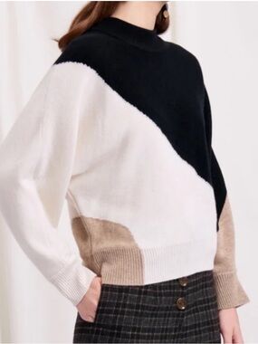 Petite Studio Meredith Wool Colorblock Sweater large